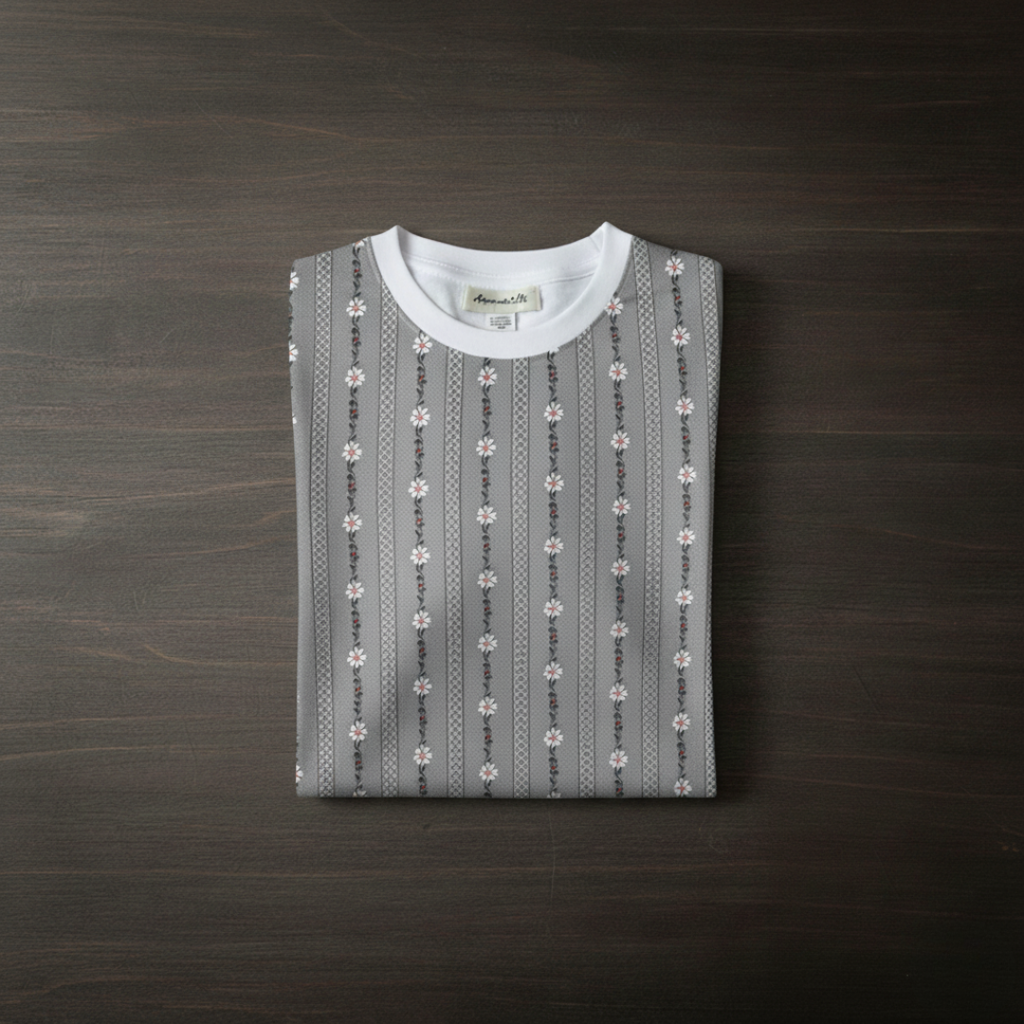 Das graue T-Shirt „Bauernhemd“.