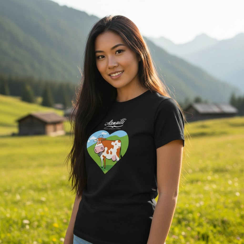 T-shirt pour femme  - La vache au grand Coeur