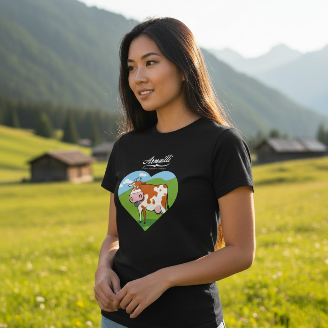 T-shirt pour femme  - La vache au grand Coeur