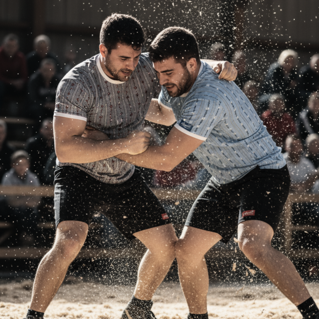 Das graue T-Shirt „Bauernhemd“.