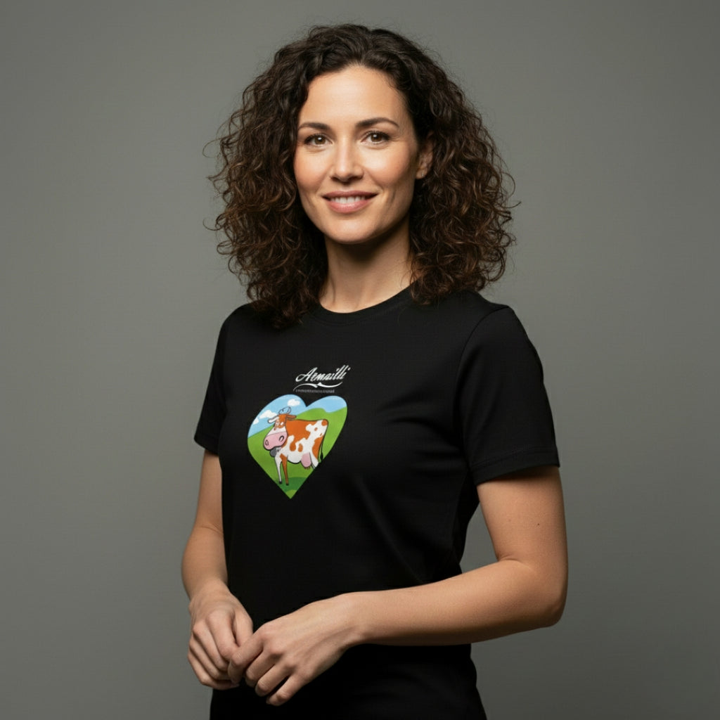 T-shirt pour femme  - La vache au grand Coeur