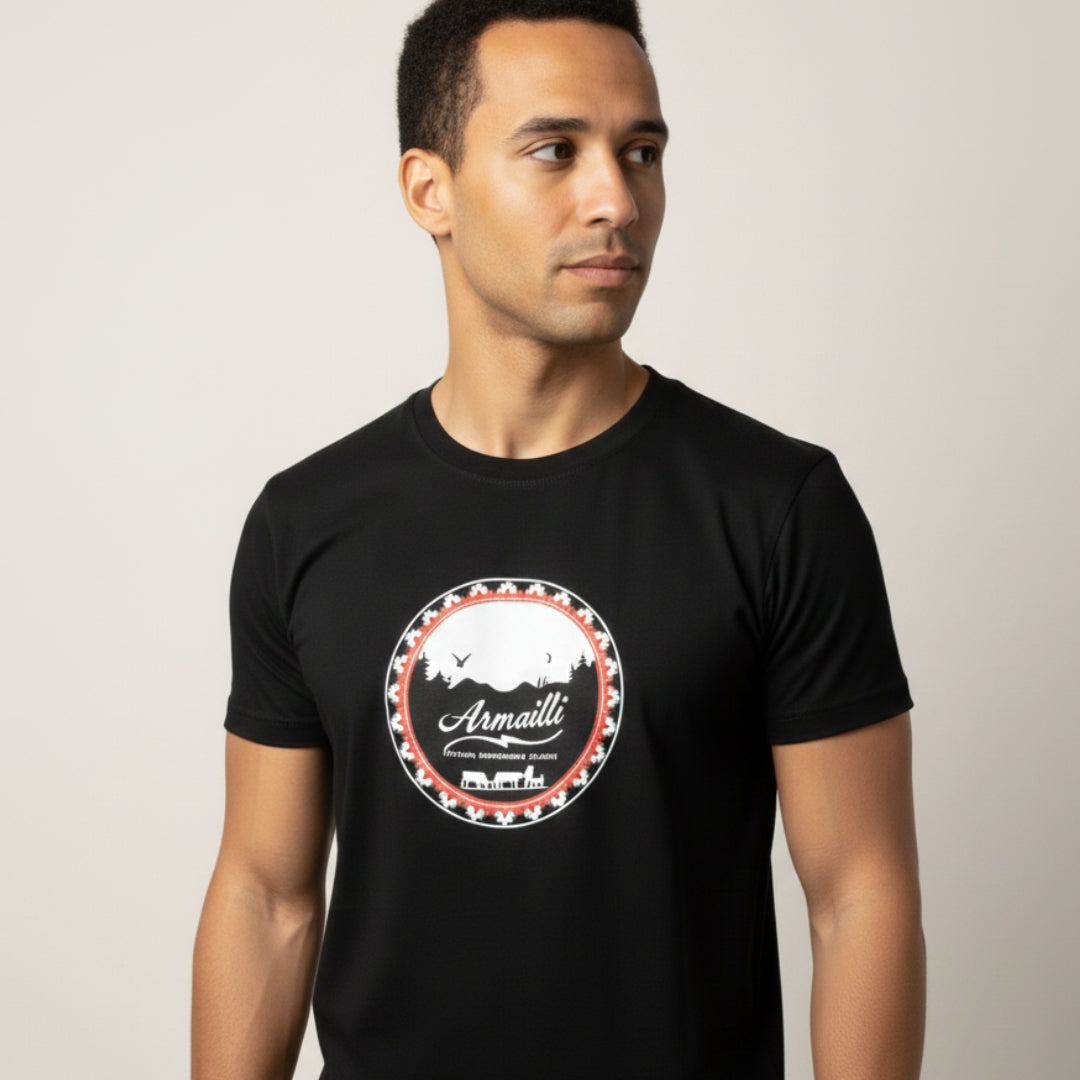 POYA &amp; COURROIE - Schwarzes Herren-T-Shirt